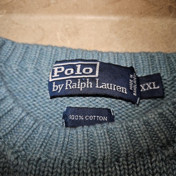 Polo Ralph Lauren Sweater Men XXL Blue Cotton Knit Heritage Holiday Preppy Dad - Picture 6 of 11
